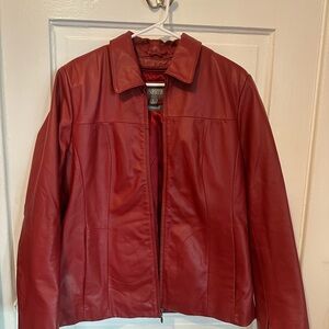 Wilsons Leather Red Leather Zip-Front Jacket